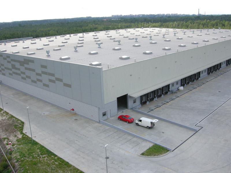 Zdjęcie lotnicze prezentuje centrum logistyczne w regionie Katowic,Silesian Logistics Centre nr 2.