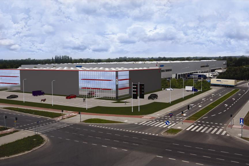 Wizualizacja prezentuje obiekt biurowy ,,B’’ SEGRO Business Park Łódź.